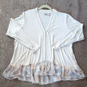 LOGO By Lori Goldstein Ivory Cardigan Top